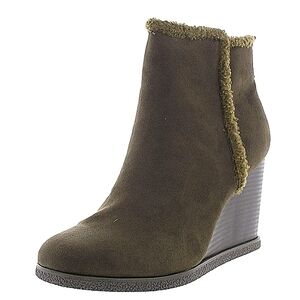 New w/Box Sun + Stone Camillia Faux Suede/Fur Ankle Wedge Booties Size 11